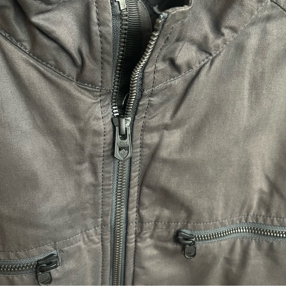 KUHL Kaffe Racer Jacket Charcoal Gray Quilted Full Zip Men L Outdoor Minimalist - Picture 5 of 12